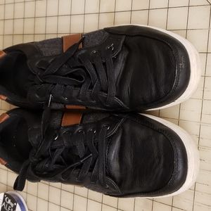 Shoes Leather and fabric black and Gray and Brown